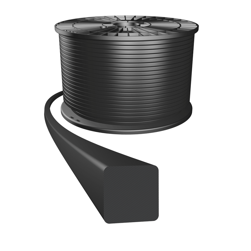 SPOOL OF 25 MTS SQUARE CORD 2,62mm BLACK FDA EPDM70 (Keltan®) for drinking water