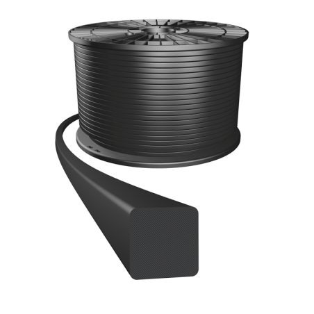 SPOOL OF 25 MTS SQUARE CORD 3,53mm BLACK FDA EPDM70 (Keltan®) for drinking water