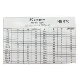 CAJA OR METRICAS (5C) NBR70 (30 DIMENSIONES/386 PIEZAS) 2,00-2,50-3,00-4,00