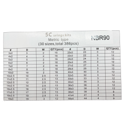 CAJA OR METRIQUES (5C) NBR90 (30 DIMENSIONS/386 PIECES) 2,00-2,50-3,00-4,00